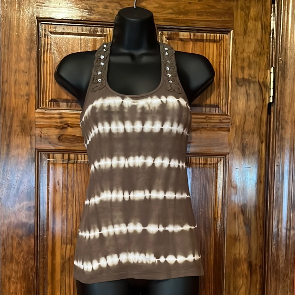 VENUS Olive Green & White Racerback Tank Top